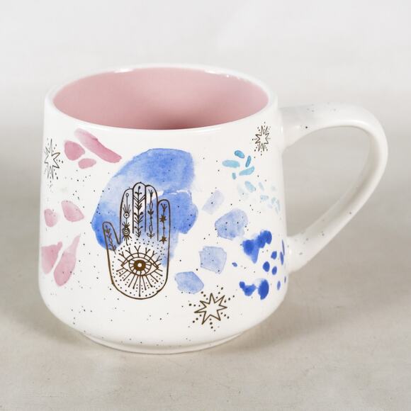 Stay Wild Moon Child Hamsa Hand Evil Eye Ceramic Coffee Mug Tea Cup Blue Pink - Picture 1 of 10